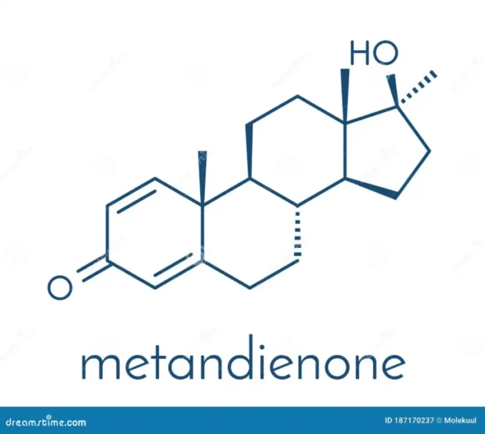 Chemische Struktur Der Droge Methandrostenolone Metandienone Anabolen Steroids. Skelettale ...