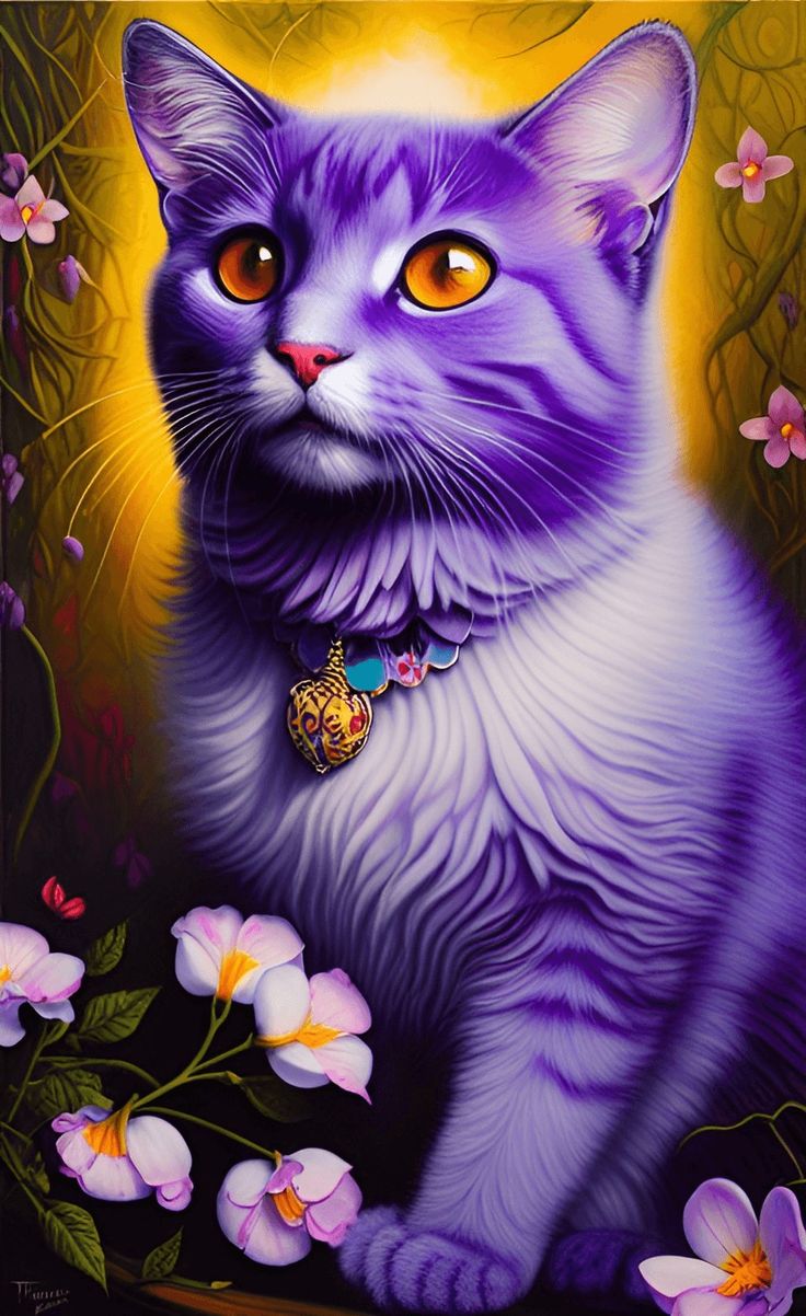 Cat 💜 | Cat art painting, Cat art, Cute cats