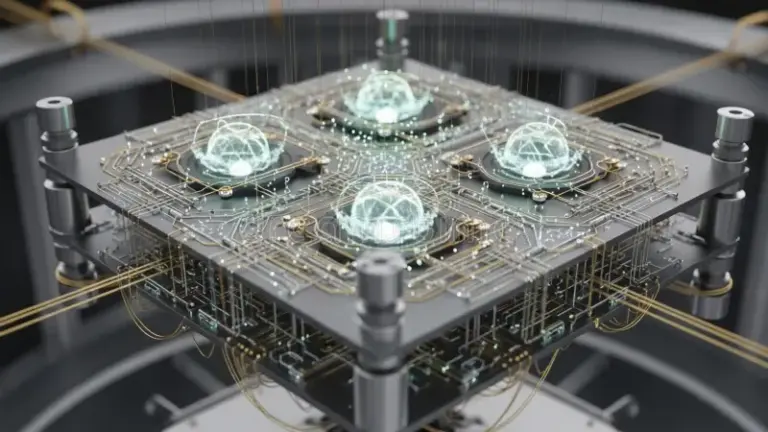 A Close-up View of an Advanced Quantum Computing Processor Showcasing ...