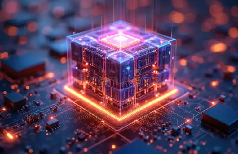 Intelligence Neon Cube Processor Stock Photos - Free & Royalty-Free ...