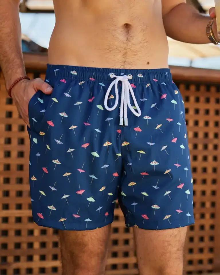 Men's Navy Swim Trunks - The Swim-Up Bar – Kenny Flowers
