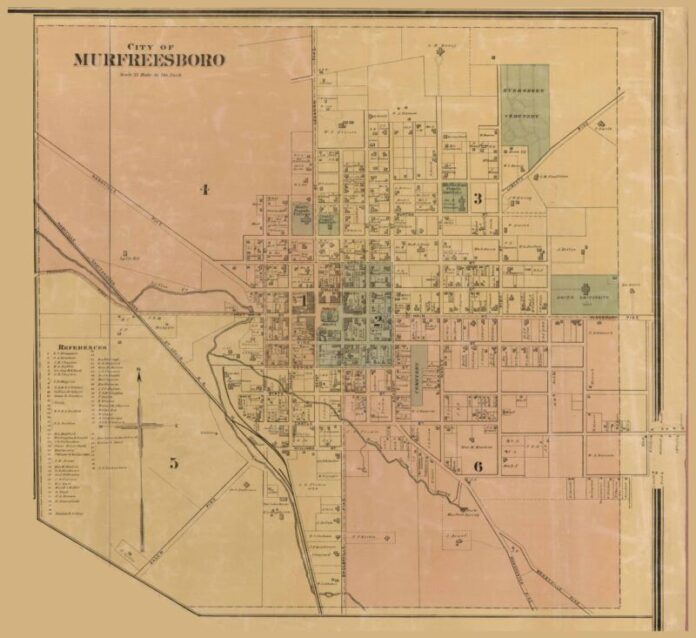 Murfreesboro Village, District 13, Tennessee 1878 Old Town Map Custom ... Murfreesboro Village, District 13, Tennessee 1878 Old Town Map Custom ...