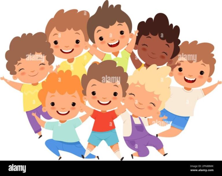Cartoon Children Hugging
