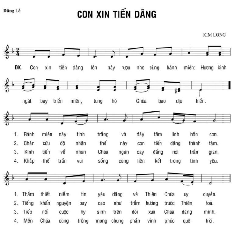 Con xin tiến dâng – Kim Long. | Thư Viện Thánh Ca (PDF.)