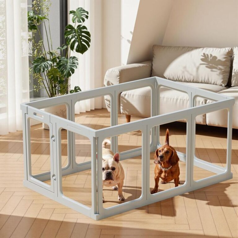 Gardner Pet Clear Acrylic Dog Playpen, 24" H, 10 Planes,Grey ...