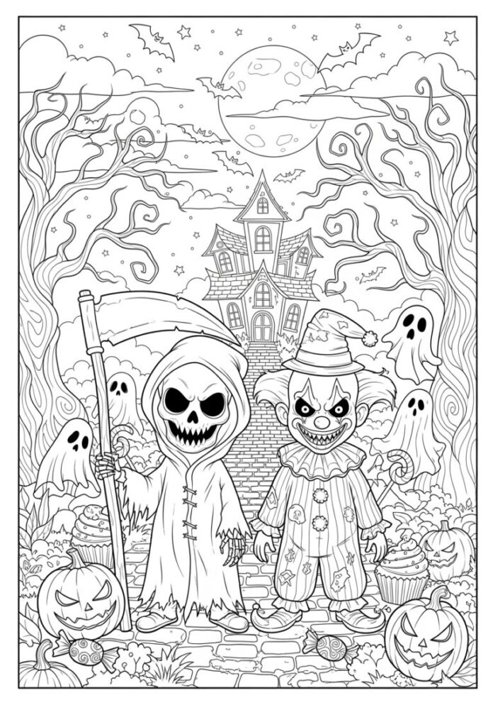 Horror Scary Halloween Coloring Pages for Kids