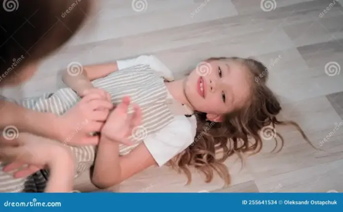 Mom-daughter Relationship, Happy Female Child Having Fun Playing with ... Mom-daughter Relationship, Happy Female Child Having Fun Playing with ...